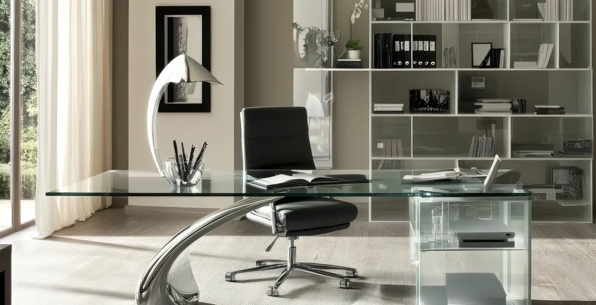 scrivania piano vetro
